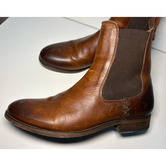 Frye Melissa Chelsea Boots in Brown Leather Size 7.5 Classic Rustic-Chic Rugged - Picture 12 of 13